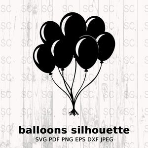 Balloons Silhouette SVG, Party Decoration Clipart, Celebration Vector, Digital Cut File