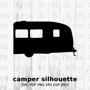Camper Silhouette SVG, RV Clipart, Travel Trailer Vector, Camping Digital Cut File