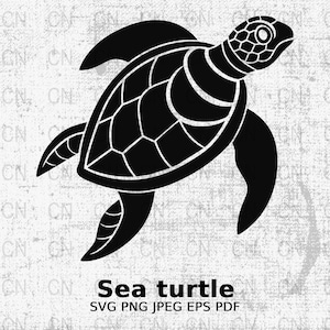 ea Turtle Silhouette SVG, Marine Animal Clipart, Ocean Creature Vector, Underwater Art Digital Cut File