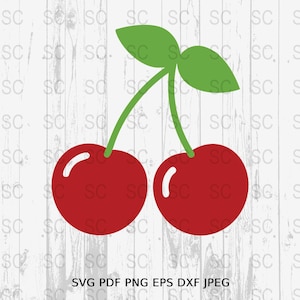 Double Cherry SVG: Retro Fruit Clipart (Digital Download)