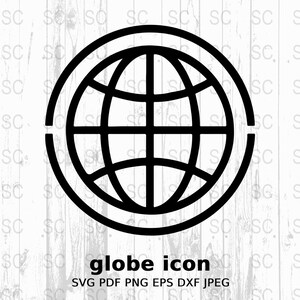 Globe icône Silhouette SVG, Clipart symbole du monde, vecteur de carte de la terre, fichier de coupe numérique
