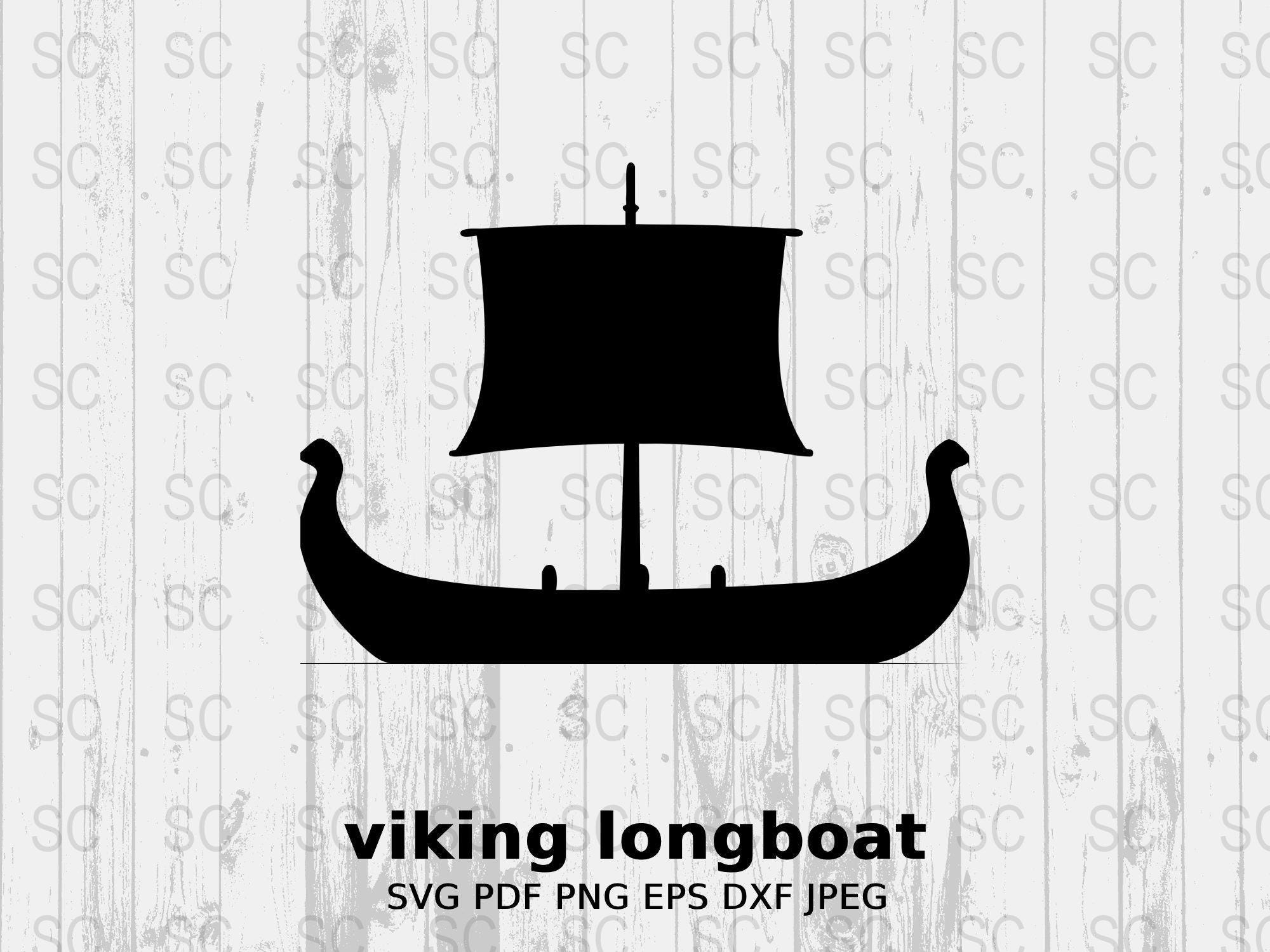 Viking Longboat Silhouette SVG, Norse Ship Clipart, Historical Vessel Vector, Maritime Digital Cut File