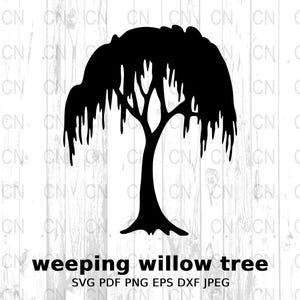 Willow Tree Silhouette, Willow Tree SVG, Nature Silhouette, Forest Clipart, Woodland Vector, Botanical Digital Cut File
