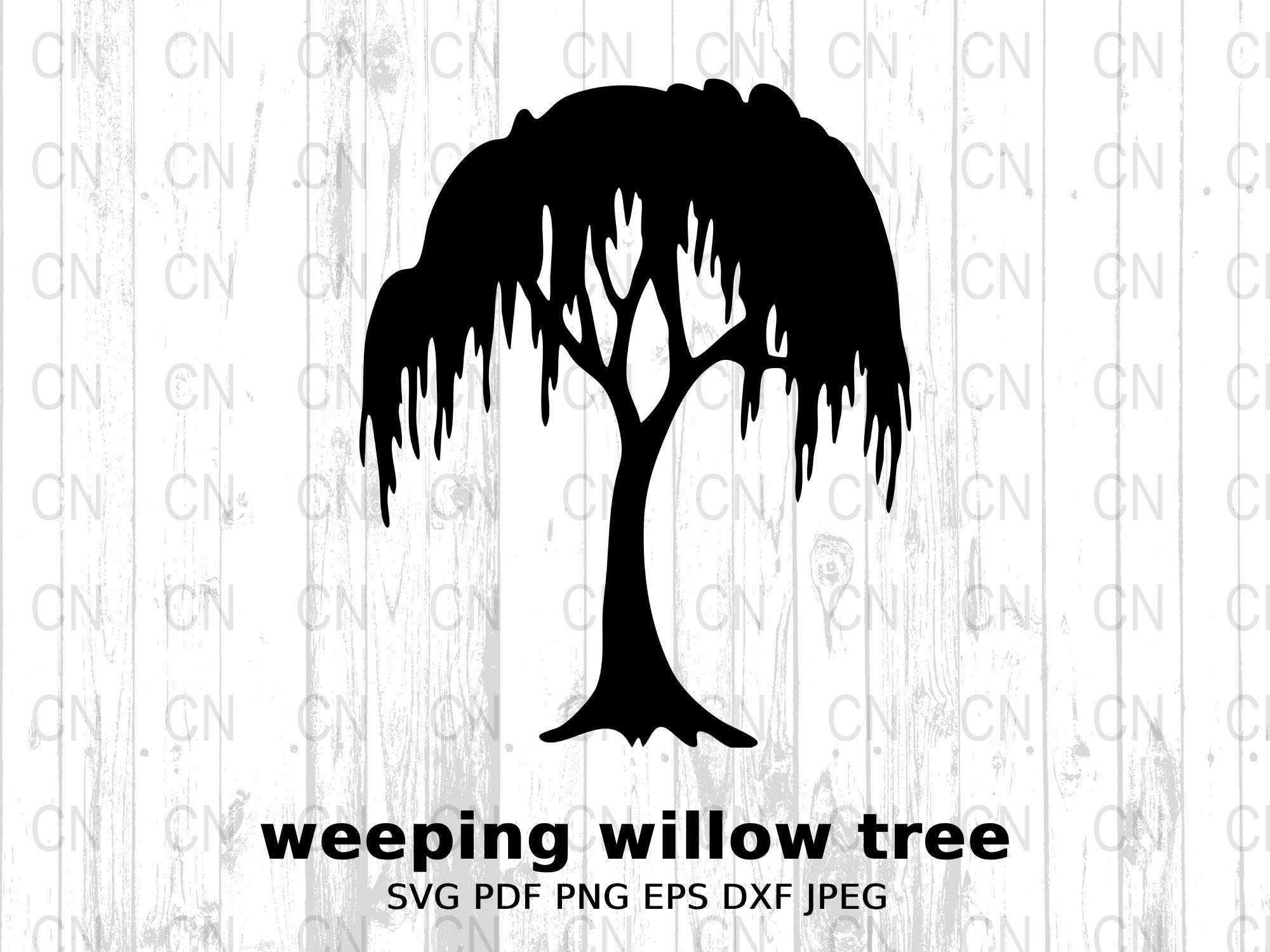 Willow Tree Silhouette, Willow Tree SVG, Nature Silhouette, Forest
