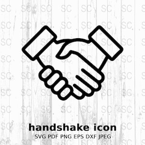 Handshake Icon Silhouette SVG, Agreement Symbol Clipart, Partnership Vector, Digital Cut File
