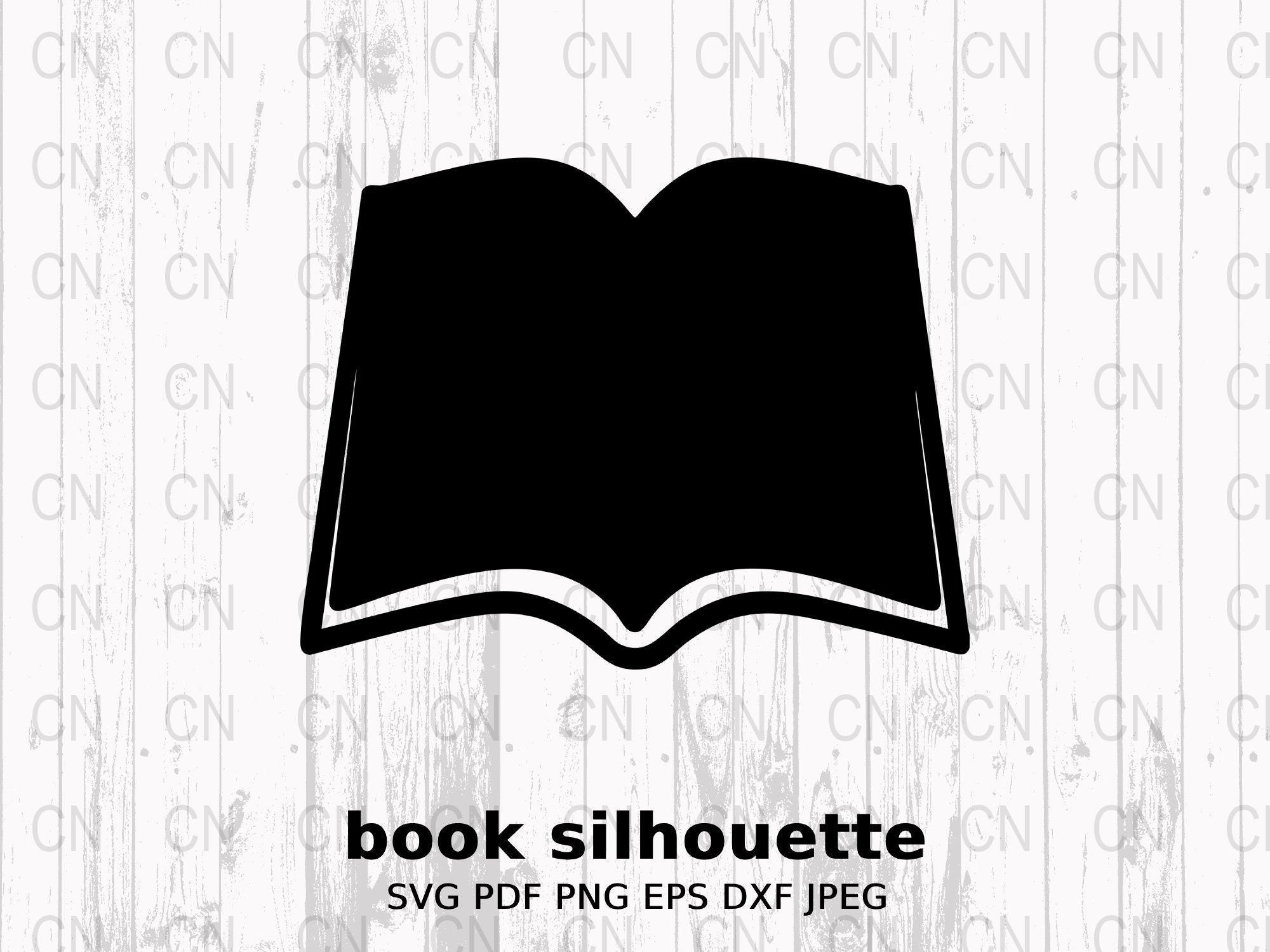Book Silhouette SVG, Open Book Clipart, Reading Vector, Library Digital ...