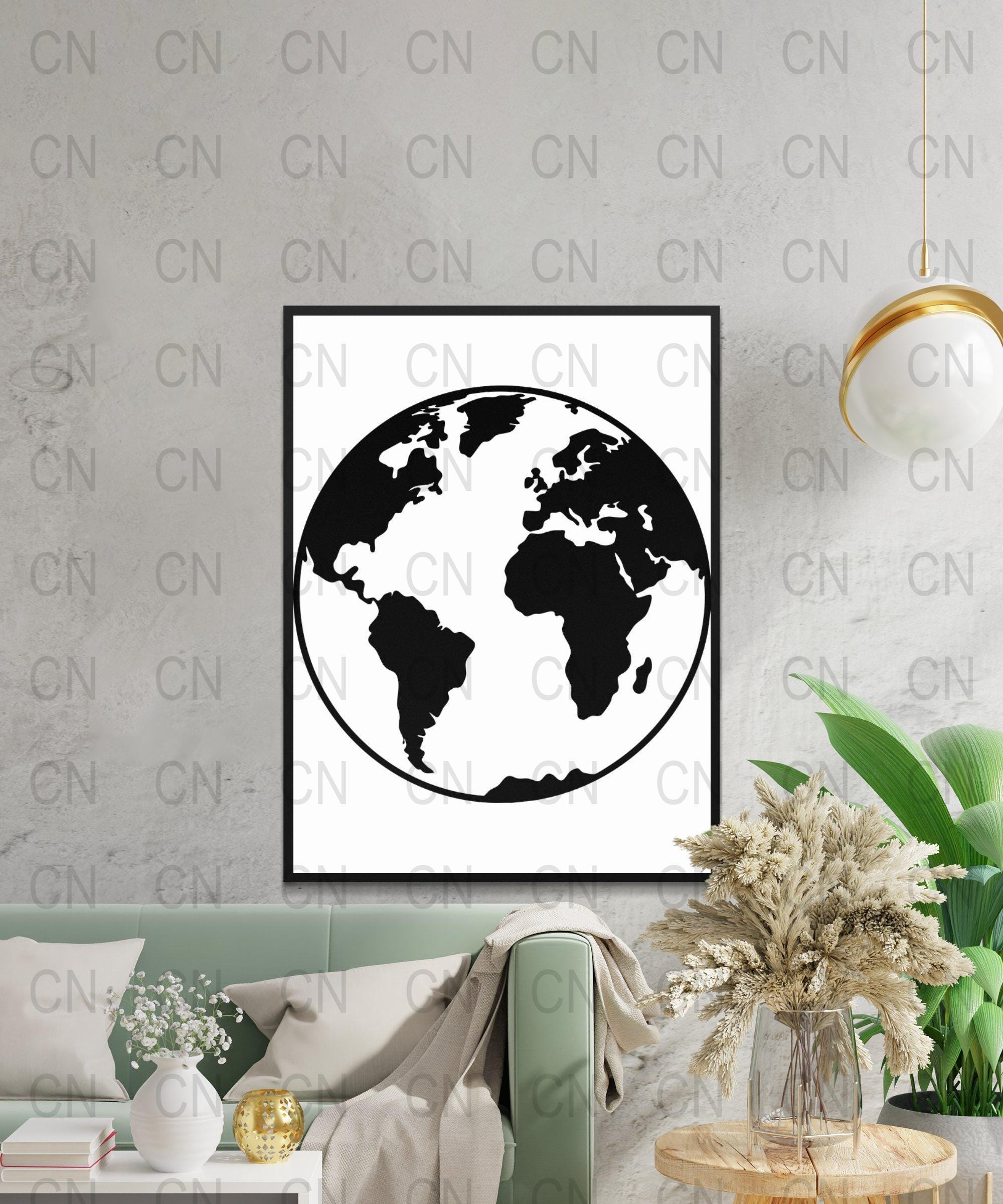 Globe Silhouette SVG, World Map Clipart, Earth Vector, Global Digital ...