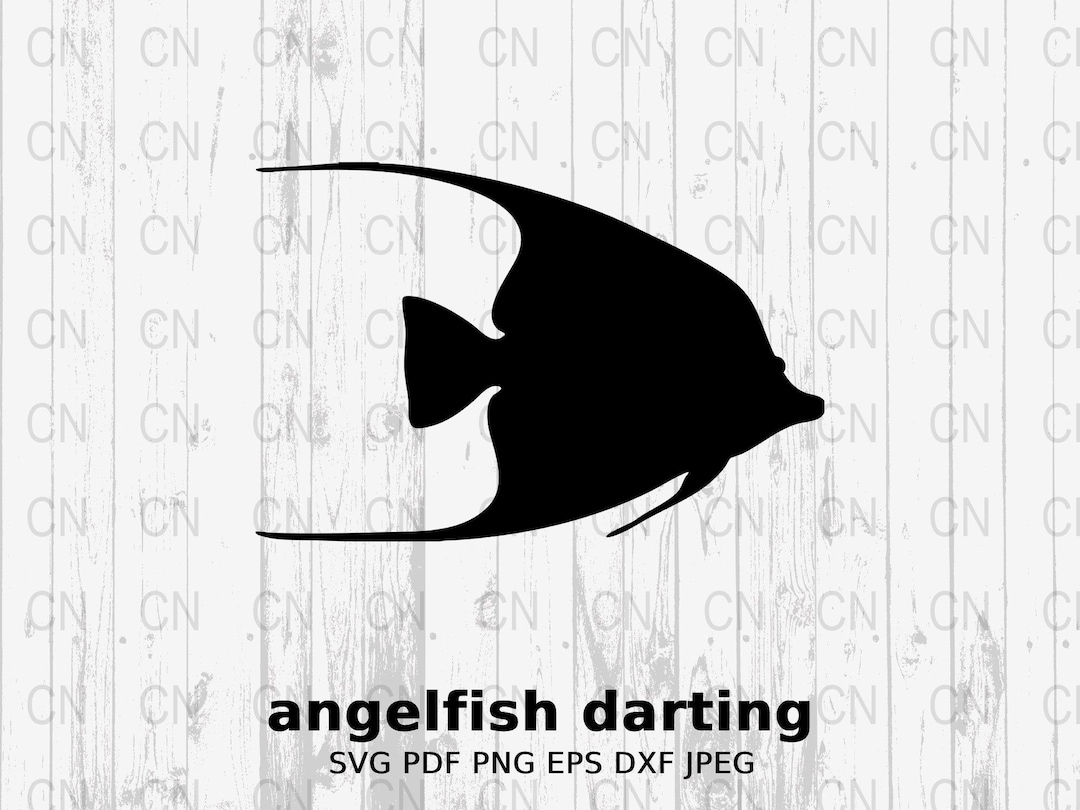 Angelfish Darting Silhouette SVG, Ocean Fish Clipart, Marine Life ...