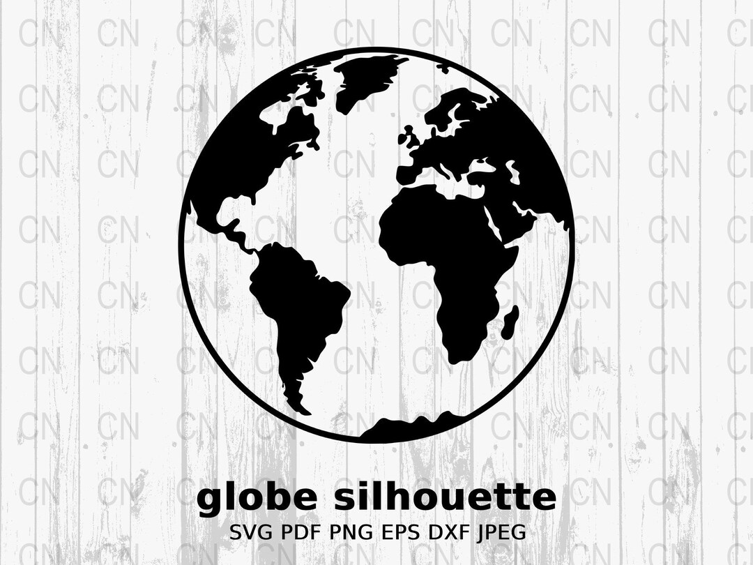 Globe Silhouette SVG, World Map Clipart, Earth Vector, Global Digital ...