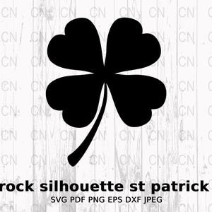 Shamrock Silhouette SVG, St. Patrick&#39;s Day Clipart, Lucky Clover Vector, Holiday Outline Digital Cut File