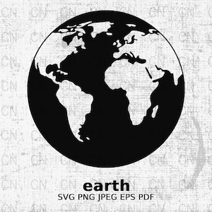 Erde Silhouette SVG, Globus Clipart, Planet Vektor, Weltkarte Digital Cut-Datei