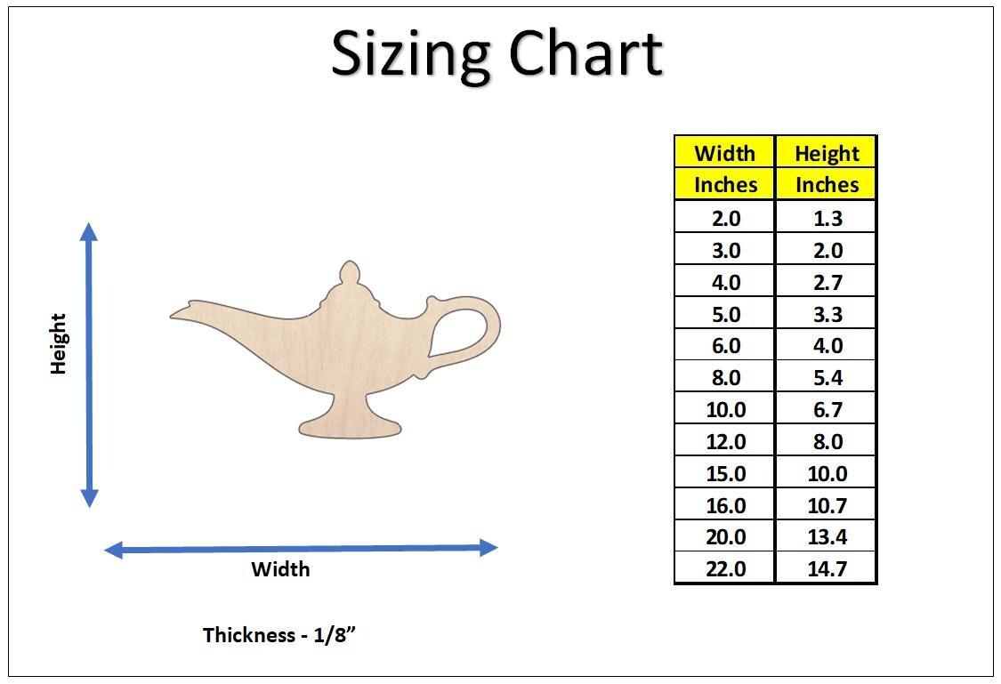 Genie Lamp Wooden Cutout Blank, Unfinished Wood Magic Lamp Shape for ...