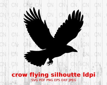 Crow Flying SVG, Bird Silhouette Clipart, Raven Vector, Wildlife Digital Cut File, Gothic Animal Design