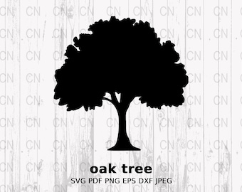 Oak Tree Silhouette SVG, Forest Tree Clipart, Nature Vector, Woodland Design Digital Cut File