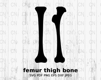 Dijbeen dijbeen silhouet SVG, menselijk bot clipart, anatomie vector, medisch ontwerp digitaal snijbestand