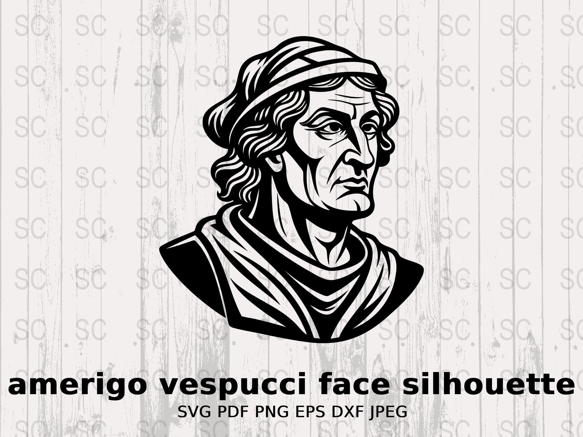 Amerigo Vespucci Face Silhouette SVG, Explorer Icon Clipart, Historical ...