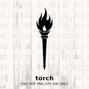 Torch Silhouette SVG, Flame Icon Clipart, Lighting Cut File, Fire Torch PNG, Cricut Laser Engraving, DXF Vector Download