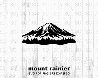 Mount Rainier Silhouette SVG, Mountain Landscape Clipart, Nature Icon Vector, Digital Cut File