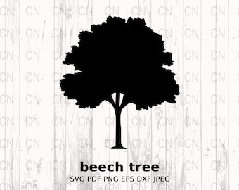 Beech Tree Silhouette SVG, Woodland Tree Clipart, Nature Vector, Digital Cut File