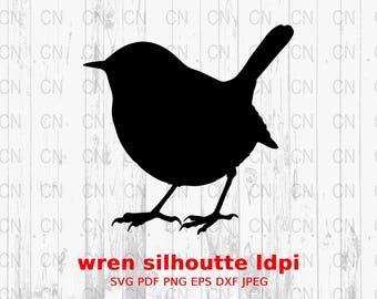 Pájaro reyezuelo SVG, silueta de pájaro pequeño, clipart de naturaleza, vector de vida silvestre, archivo de corte digital