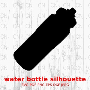 Waterfles silhouet SVG, drankje clipart, drank vector, waterfles in actie digitaal snijbestand