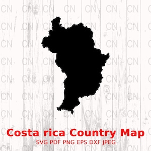Mapa de Costa Rica imprimible en formato SVG, contorno vectorial de Costa Rica, imágenes prediseñadas del mapa de Centroamérica, diseño geográfico de Costa Rica, archivo digital de corte.