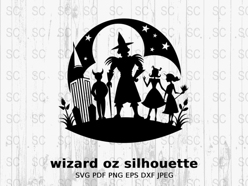 Wizard of Oz Silhouette SVG, Classic Movie Clipart, Dorothy and Friends ...
