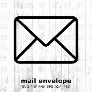 Icono de sobre de correo, silueta SVG, símbolo de correo electrónico, vector de correo postal, archivo de corte digital