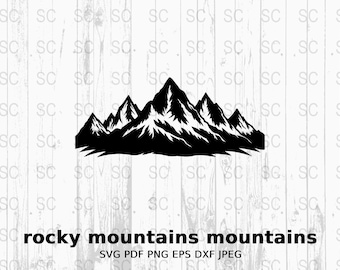 Montagne Rocciose Icona Silhouette SVG, Catena Montuosa Clipart, Vettore Avventura all'Aria Aperta, File di Taglio Digitale
