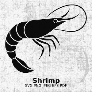 Shrimp svg png jpeg dxf, Vector Cutting files for Silhouette Cameo, ScanNcut, for Commercial use, Instant Download, Clipart
