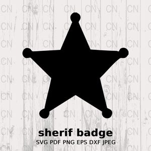 Sherif Badge Silhouette, Sheriff Badge SVG, Police Silhouette, Law Enforcement Clipart, Badge Vector, Digital Cut File