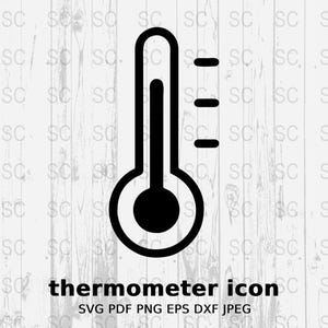 Thermometer Silhouette SVG, Temperature Icon Clipart, Medical Symbol Vector, Weather Digital Cut File