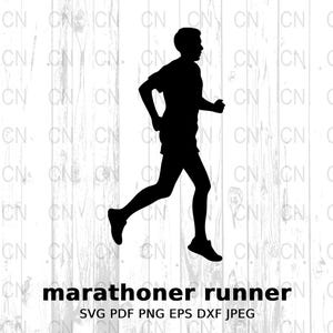 Marathoner Runner Silhouette SVG, Race Runner Clipart, Athlete Vector, Digital Cut File