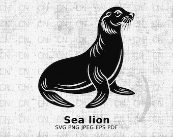 Sea lion svg png jpeg dxf, Vector Cutting files for Silhouette Cameo, ScanNcut, for Commercial use, Instant Download, Clipart