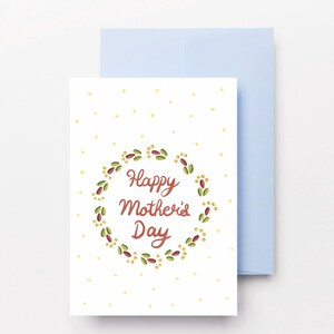 Cartão de felicitações colorido feito à mão para o Dia das Mães - Design exclusivo de flores - Cartão de felicitações em branco para o Dia das Mães - Papel ecológico