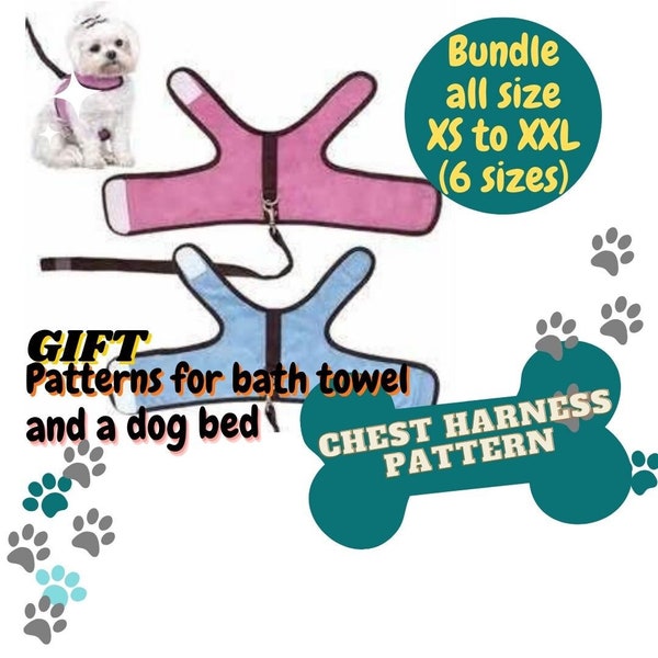 Dog Harness Sewing Patterns PDF Pattern Instant Download Sizes XS to XXL Dog Harness