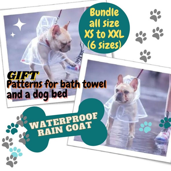 2024 Dog Waterproof rain coat, Pattern Size XS-XXL, Dog Clothes, Dog Clothing Pattern, Dog Waterproof rain coat, Sewing Pattern