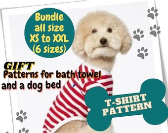 2024 Dog t-shirt Pattern Size XS - XXL, Dog Clothes Dog Clothing Pattern Dog tshirt Sewing Pattern