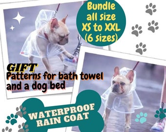 2024 Dog Waterproof rain coat, Pattern Size XS-XXL, Dog Clothes, Dog Clothing Pattern, Dog Waterproof rain coat, Sewing Pattern