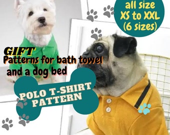 2024 Dog Polo T-shirt  Pattern Size XS-XXL, Dog Clothes, Dog Clothing Pattern, Dog Polo T-Shirt, Sewing Pattern