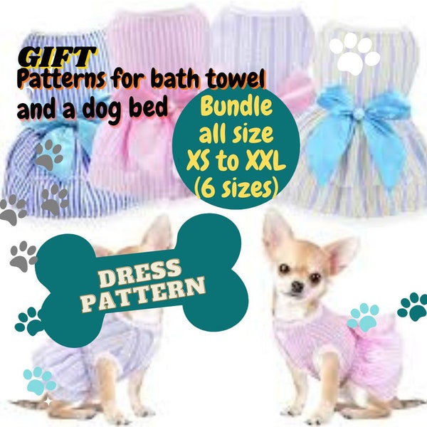 2024 Dog Dress Pattern Size XS-XXL, Dog Clothes, Dog Clothing Pattern, Dog Dress, Sewing Pattern