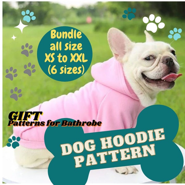 Dog Sweater Sewing Pattern with Hood, Small or Large Dogs and Cats, Beginner Sewing Pattern