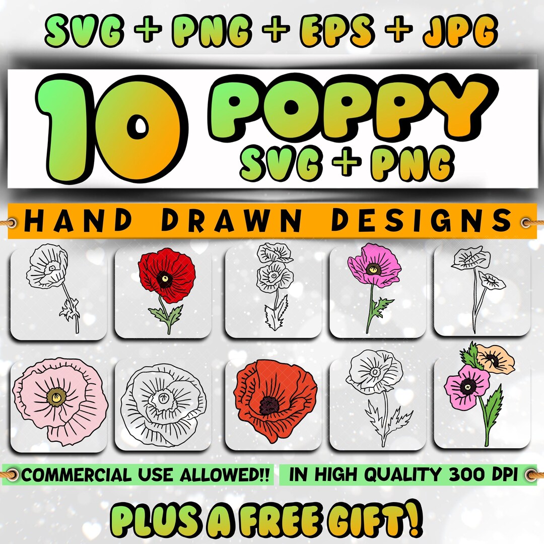 Poppy Cut Files Poppy SVG, August Birth Month Flower Svg Png, Poppy Clipart Set, Poppy ...