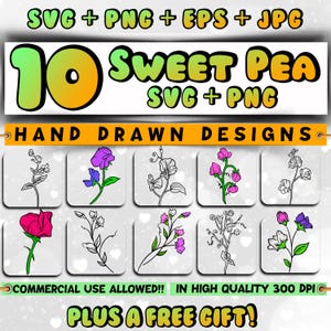 Ervilha Doce SVG, Mês De Nascimento De Abril Flor Svg Png, Conjunto De Clipart De Ervilha Doce, Arquivo De Corte De Ervilha Doce, Design Cricut De Ervilha Doce, Arquivos Png De Ervilha Doce