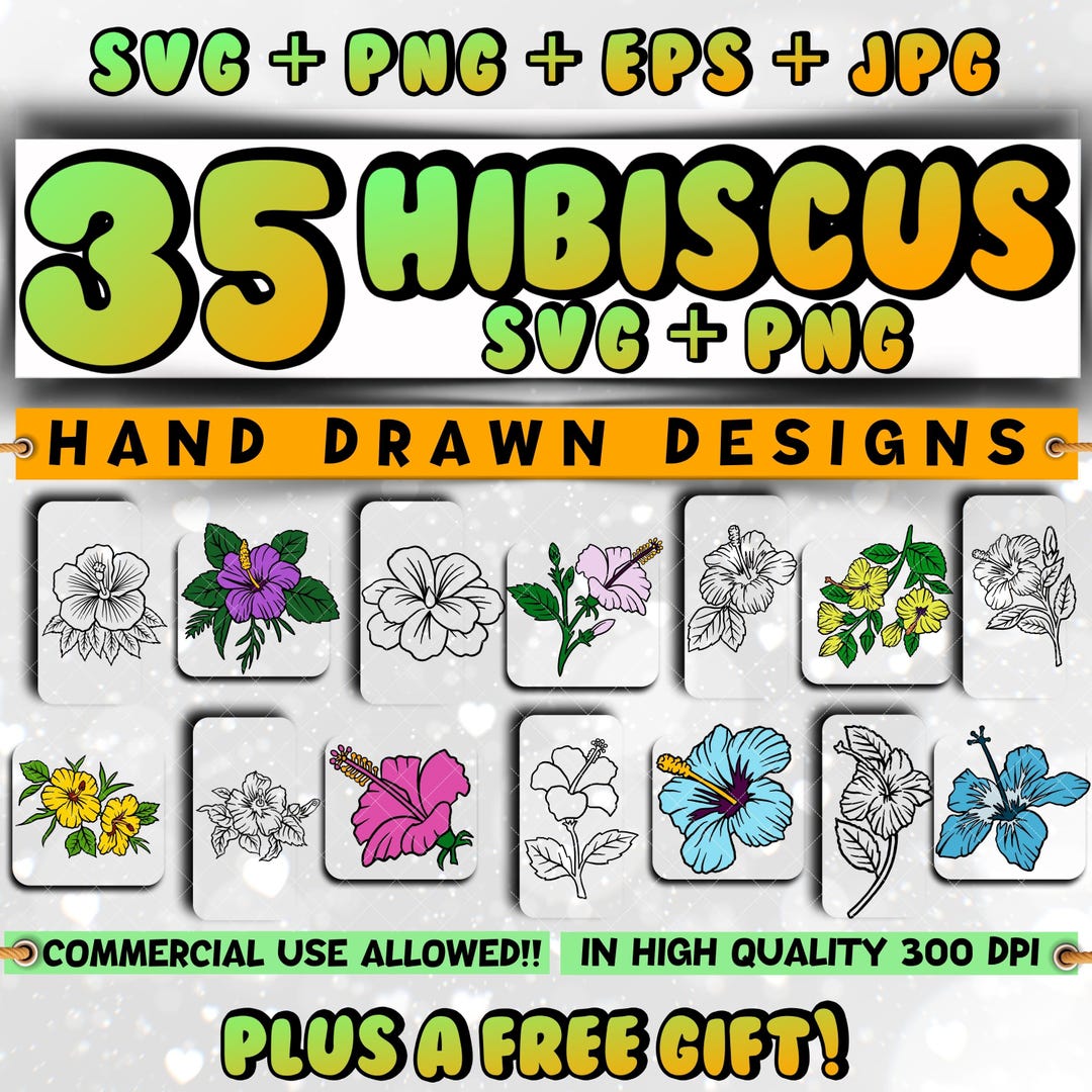 Hibiscus SVG Bundle, Hibiscus Clipart Set, Hibiscus Cut File, Hibiscus ...