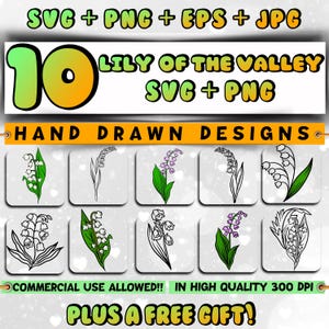 Muguet SVG, Png de fleur de mois de naissance de mai, muguet des cliparts, fichier de coupe de muguet, muguet Cricut
