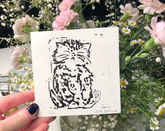 kitten linoprint <3