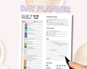 Daily journal, productivity planner, daily printable to-do list, half hour schedule, daily schedule, printable planner