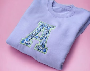 Purple Liberty of London Initial Sweatshirt | Personalised Birthday Gift | Custom Embroidered Jumper