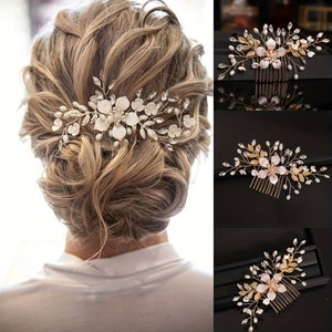 Bridal hair comb rose gold wedding hair comb woman hair comb flower comb rose gold, wedding hair accessories, bridal hair accessories, rhinestones